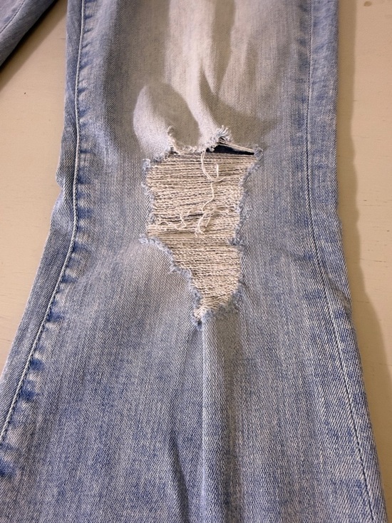 Mother The Weekender Fray Jeans 29 Action Shot High Rise Flare Distressed $278 - Picture 9 of 15